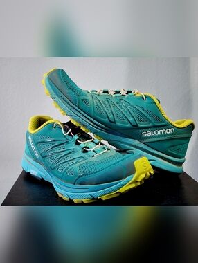 SALOMON | Sense Marin Womens Trail Running Shoe | Teal & Lime | Size 8.5 U.S.